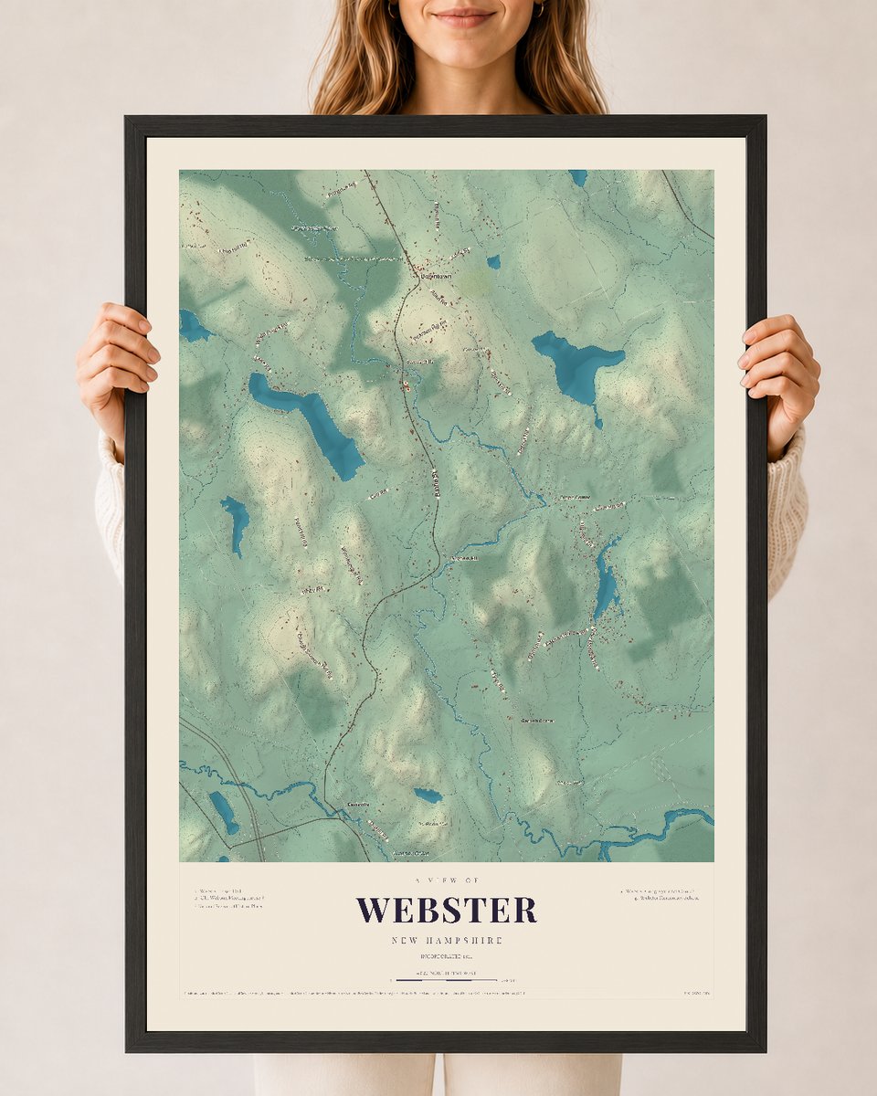 NH Current Atlas 2026 | Webster | 24" x 36" | W/ Black Ayous Wood Frame