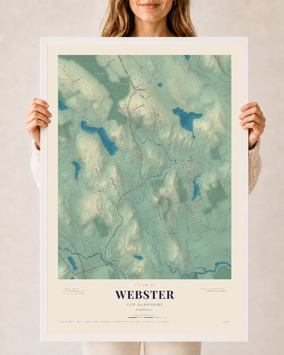 NH Current Atlas 2026 | Webster | 24" x 36" | W/ White Ayous Wood Frame