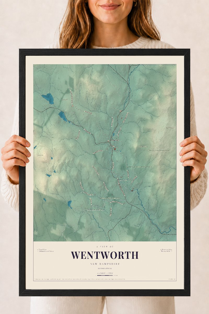 NH Current Atlas 2026 | Wentworth | 18" x 24" | W/ Black Ayous Wood Frame