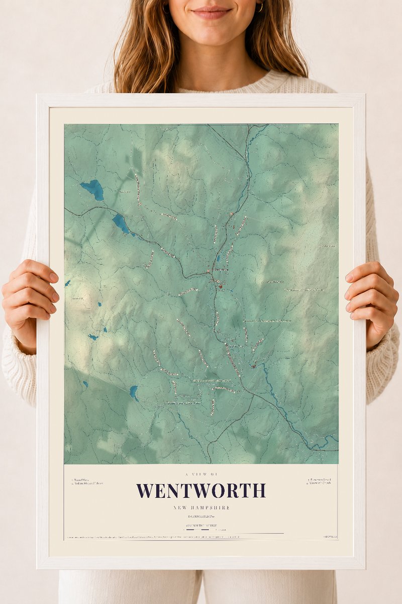 NH Current Atlas 2026 | Wentworth | 18" x 24" | W/ White Ayous Wood Frame