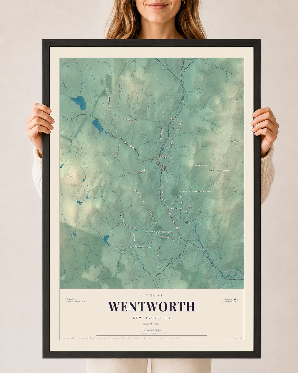 NH Current Atlas 2026 | Wentworth | 24" x 36" | W/ Black Ayous Wood Frame