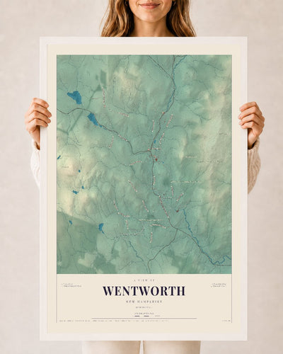 NH Current Atlas 2026 | Wentworth | 24" x 36" | W/ White Ayous Wood Frame