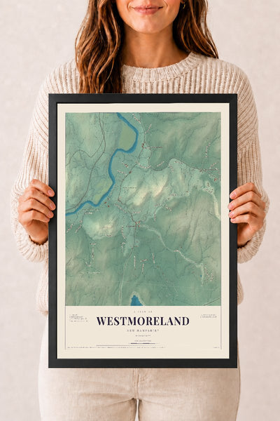 NH Current Atlas 2026 | Westmoreland | 12" x 18" | W/ Black Ayous Wood Frame