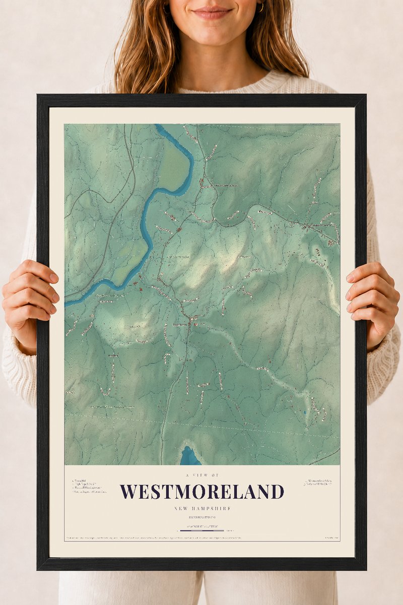 NH Current Atlas 2026 | Westmoreland | 18" x 24" | W/ Black Ayous Wood Frame