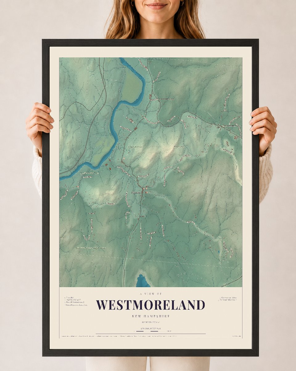NH Current Atlas 2026 | Westmoreland | 24" x 36" | W/ Black Ayous Wood Frame