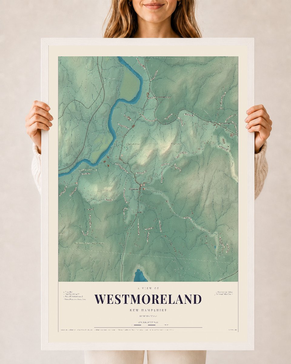 NH Current Atlas 2026 | Westmoreland | 24" x 36" | W/ White Ayous Wood Frame