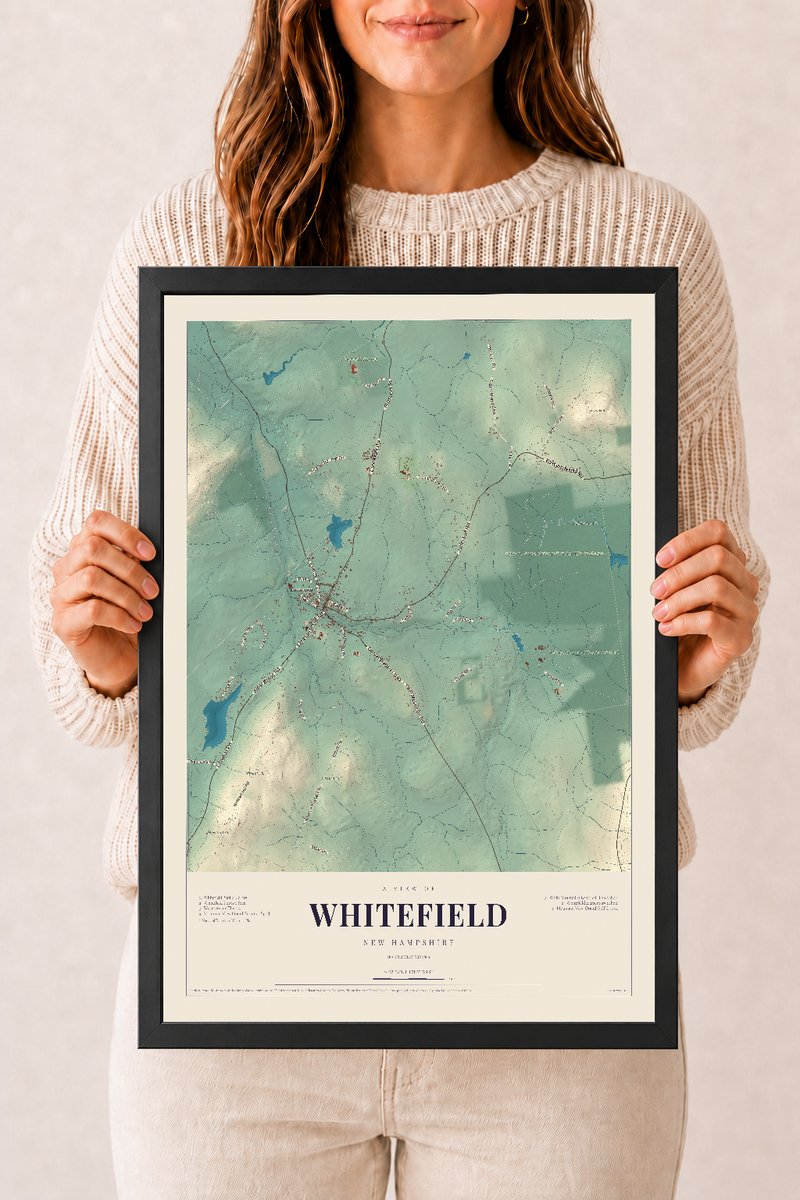 NH Current Atlas 2026 | Whitefield | 12" x 18" | W/ Black Ayous Wood Frame