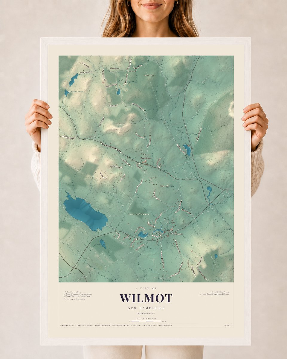 NH Current Atlas 2026 | Wilmot | 24" x 36" | W/ White Ayous Wood Frame