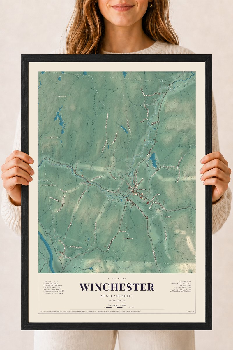 NH Current Atlas 2026 | Winchester | 18" x 24" | W/ Black Ayous Wood Frame