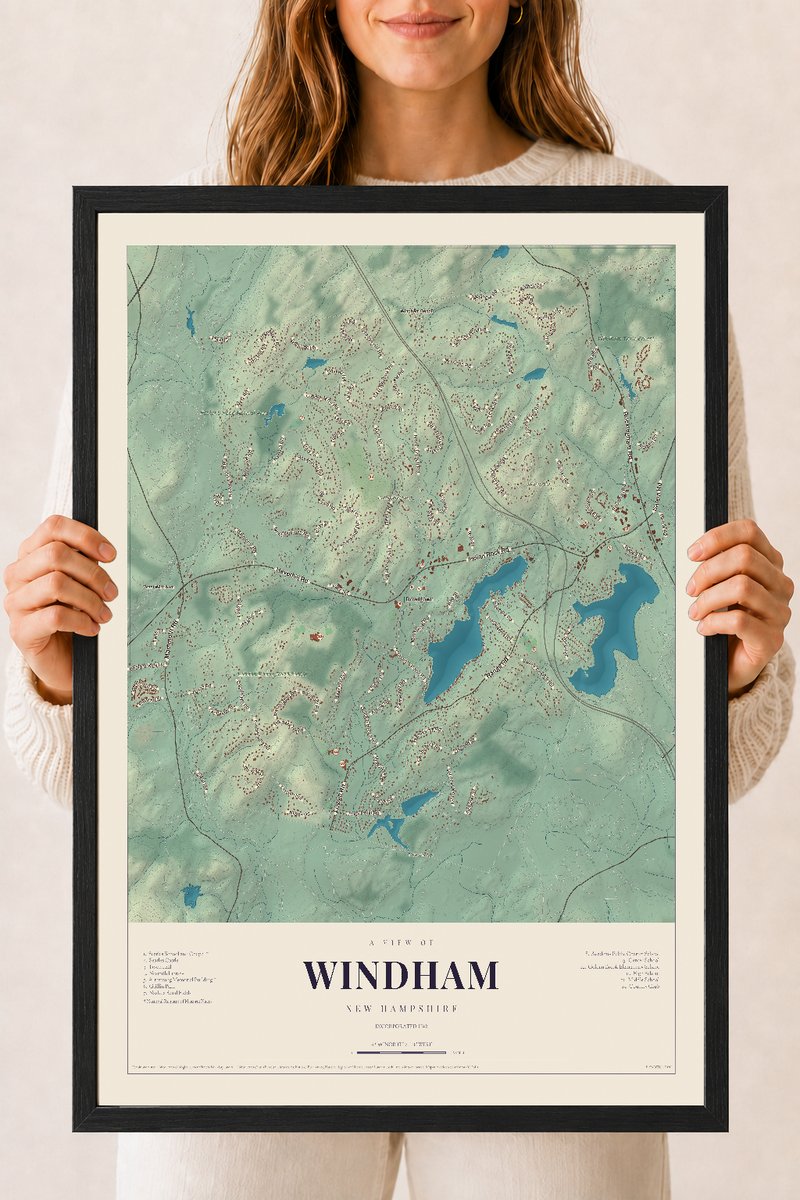 NH Current Atlas 2026 | Windham | 18" x 24" | W/ Black Ayous Wood Frame