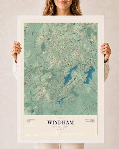 NH Current Atlas 2026 | Windham | 24" x 36" | W/ White Ayous Wood Frame