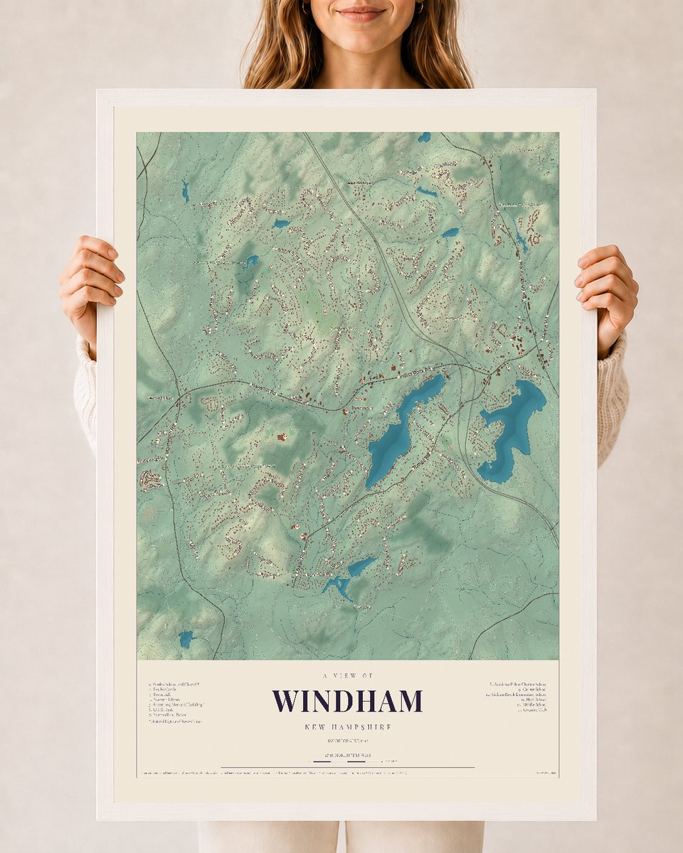 NH Current Atlas 2026 | Windham | 24" x 36" | W/ White Ayous Wood Frame