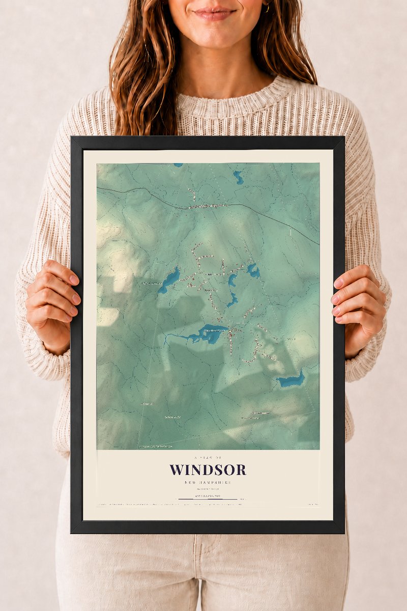 NH Current Atlas 2026 | Windsor | 12" x 18" | W/ Black Ayous Wood Frame