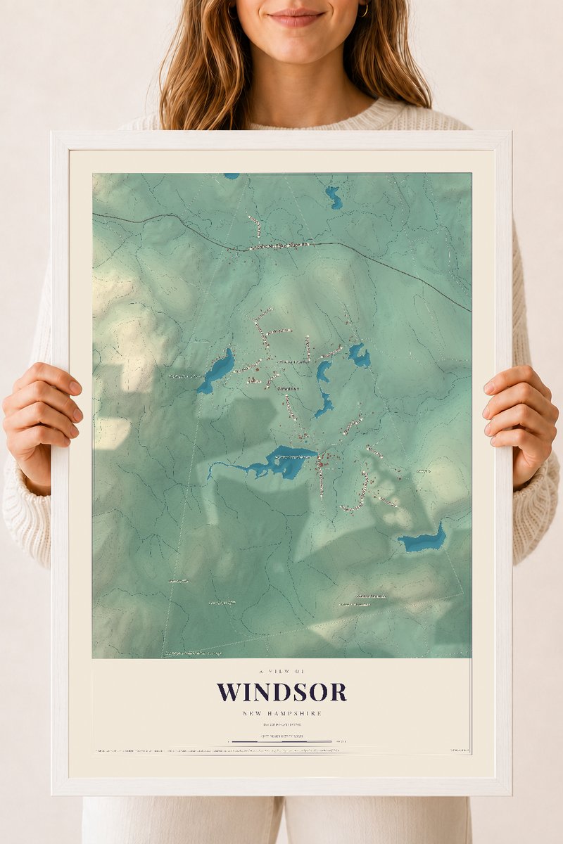 NH Current Atlas 2026 | Windsor | 18" x 24" | W/ White Ayous Wood Frame