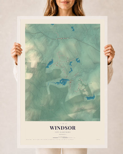 NH Current Atlas 2026 | Windsor | 24" x 36" | W/ White Ayous Wood Frame