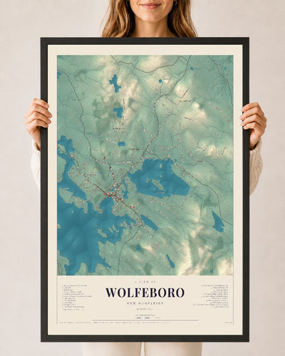 NH Current Atlas 2026 | Wolfeboro | 24" x 36" | W/ Black Ayous Wood Frame
