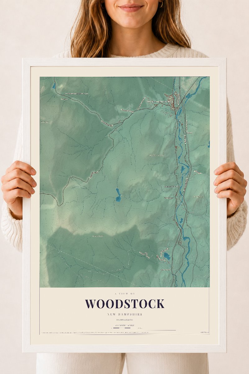 NH Current Atlas 2026 | Woodstock | 18" x 24" | W/ White Ayous Wood Frame