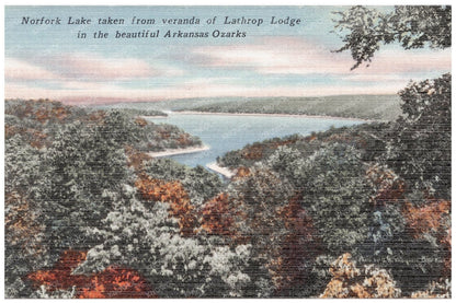 Norfolk Lake Veranda View Arkansas Ozarks Postcard 1930 - 1945 - Available at KNOWOL