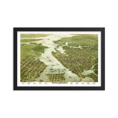 Norfolk & Portsmouth, VA 1873 Framed Map - Available at KNOWOL