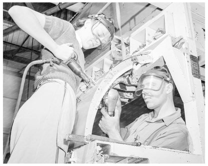 North American Aviation Employees Riveting Nacelle Door 1942 - Available at KNOWOL