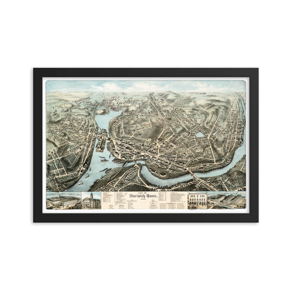 Norwich, Connecticut 1876 Framed - Available at KNOWOL