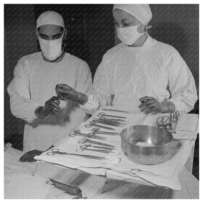Nurse Assisting Surgeon in Emergency Tracheotomy 1940s - Available at KNOWOL