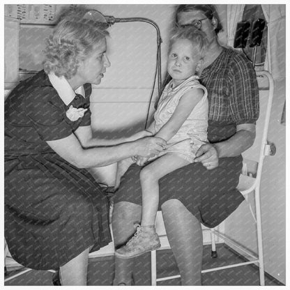 Nurse Consults Migrant Mother in Oregon Trailer Clinic 1939 - Available at KNOWOL