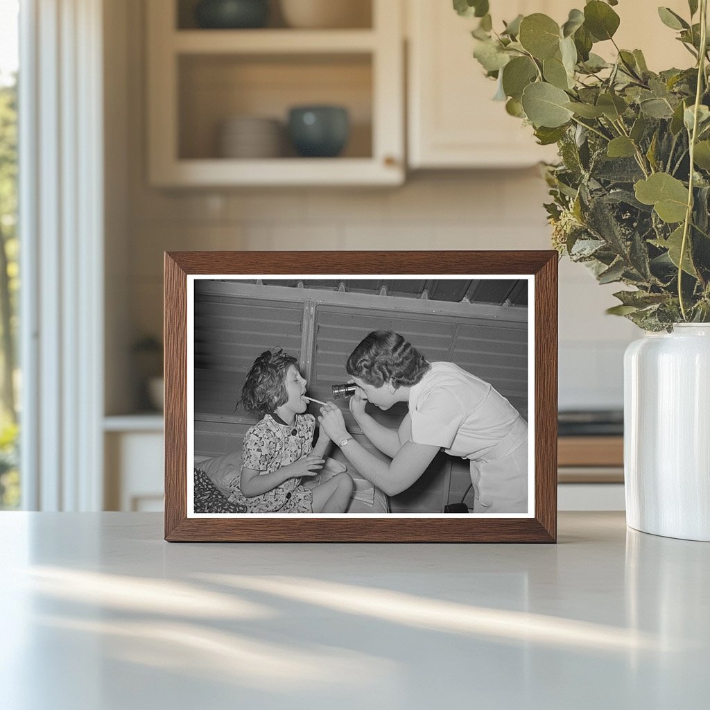 Nurse Examines Child at Agua Fria Labor Camp May 1940 - Available at KNOWOL