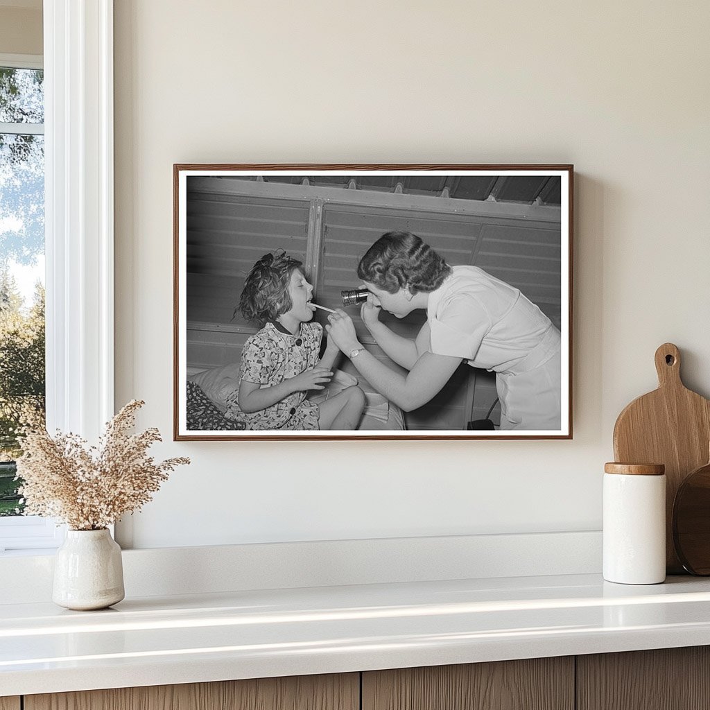 Nurse Examines Child at Agua Fria Labor Camp May 1940 - Available at KNOWOL