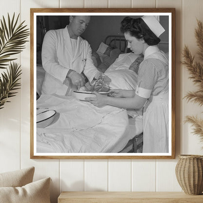 Nurse Training 1953 Student Assists Doctor with Dressing Change - Available at KNOWOL