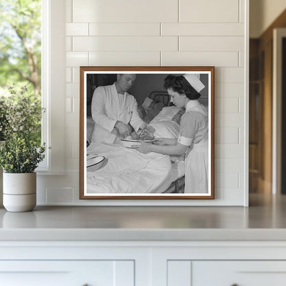 Nurse Training 1953 Student Assists Doctor with Dressing Change - Available at KNOWOL