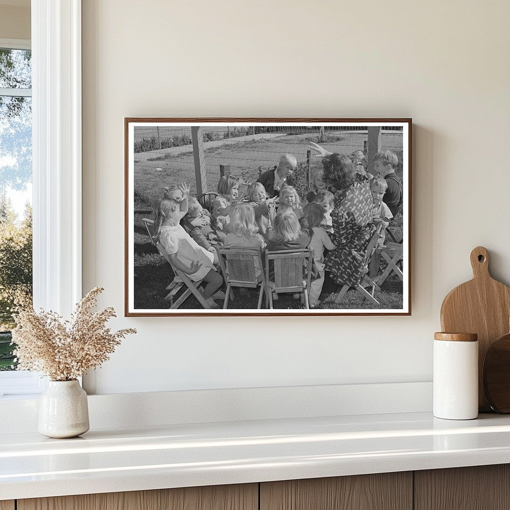 Nursery Schoolchildren with Teacher Woodville California 1942 - Available at KNOWOL