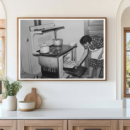 Ofelia Sandoval Baking Bread in Taos New Mexico 1939 - Available at KNOWOL