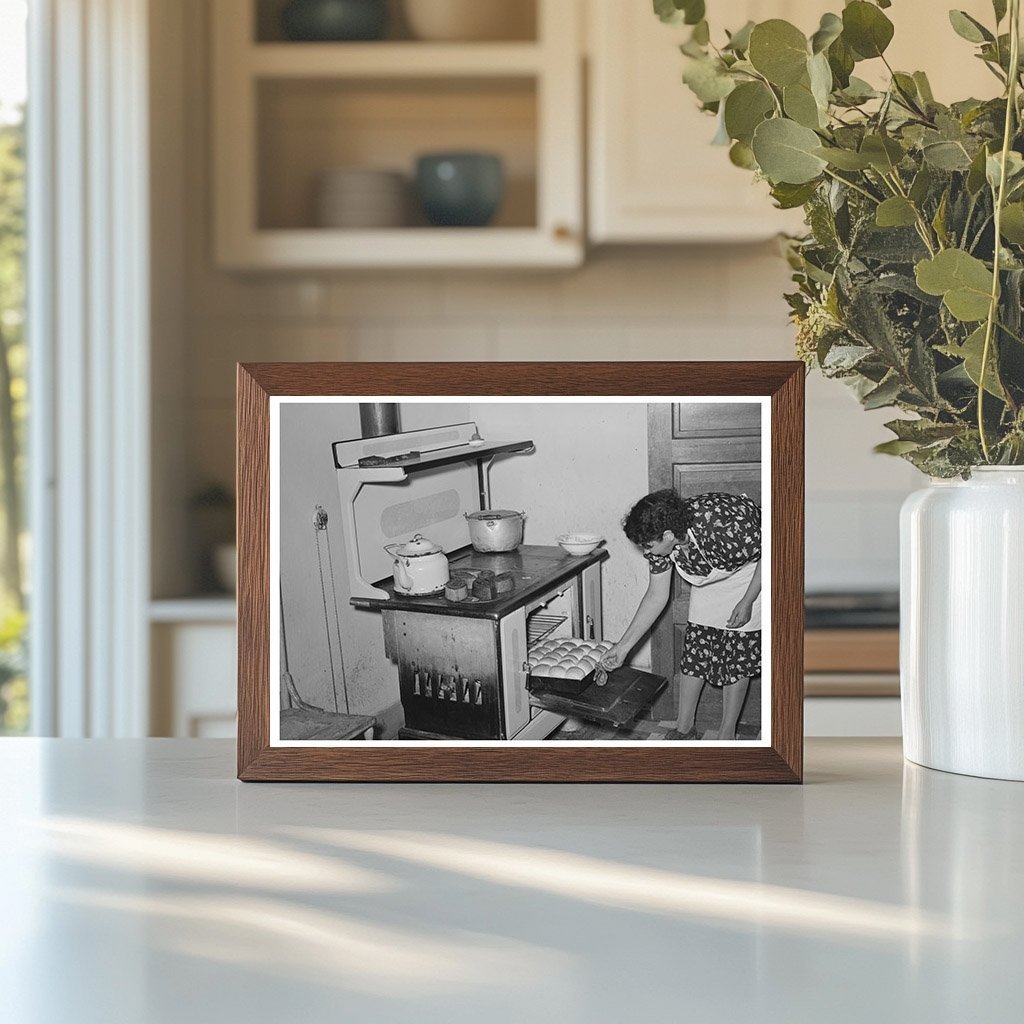 Ofelia Sandoval Baking Bread in Taos New Mexico 1939 - Available at KNOWOL