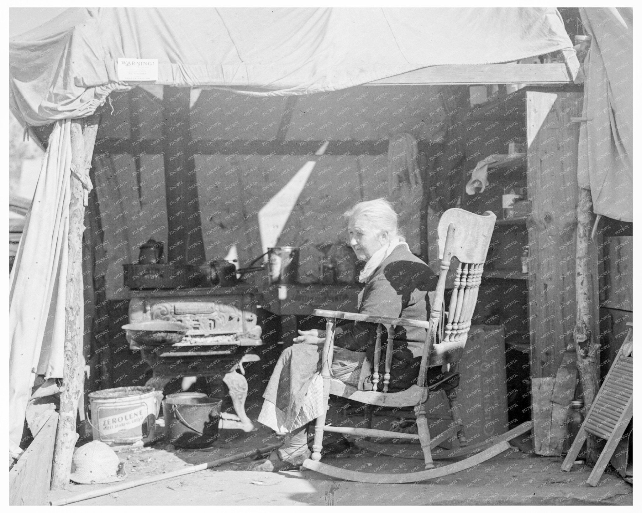 Oklahoma Woman at Migrant Camp California 1936 - Available at KNOWOL