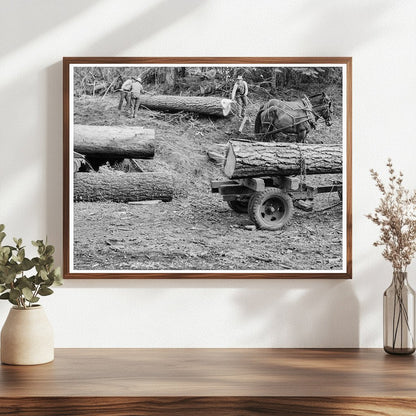 Ola Sawmill Co - op Members Rolling White Fir Log 1939 - Available at KNOWOL