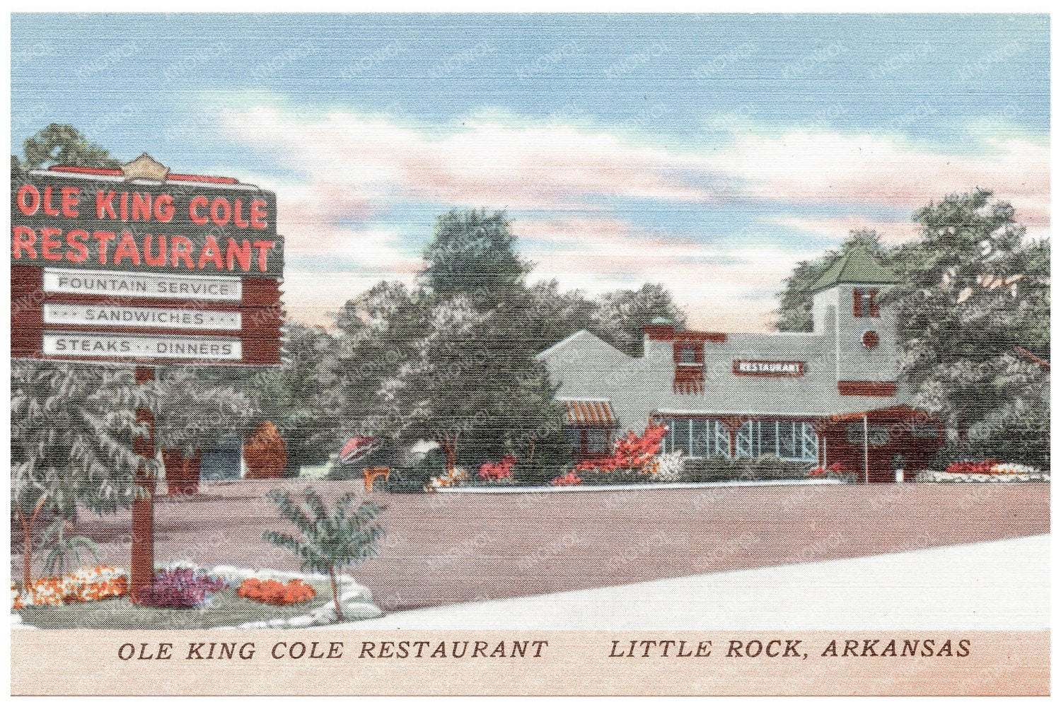 Ole King Cole Restaurant Vintage Postcard Arkansas 1930 - 1945 - Available at KNOWOL