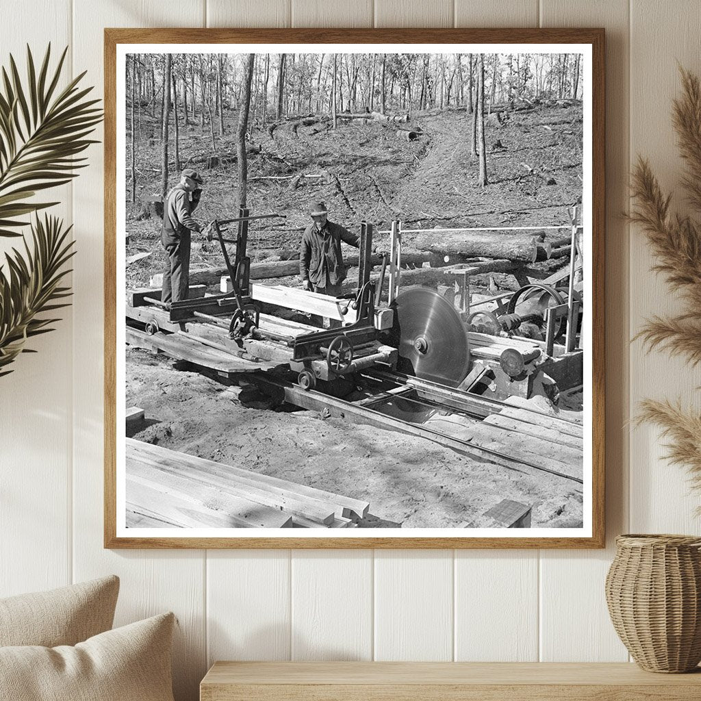 Omaha Sawmill Workers Cutting Timber Boards 1937 - Available at KNOWOL