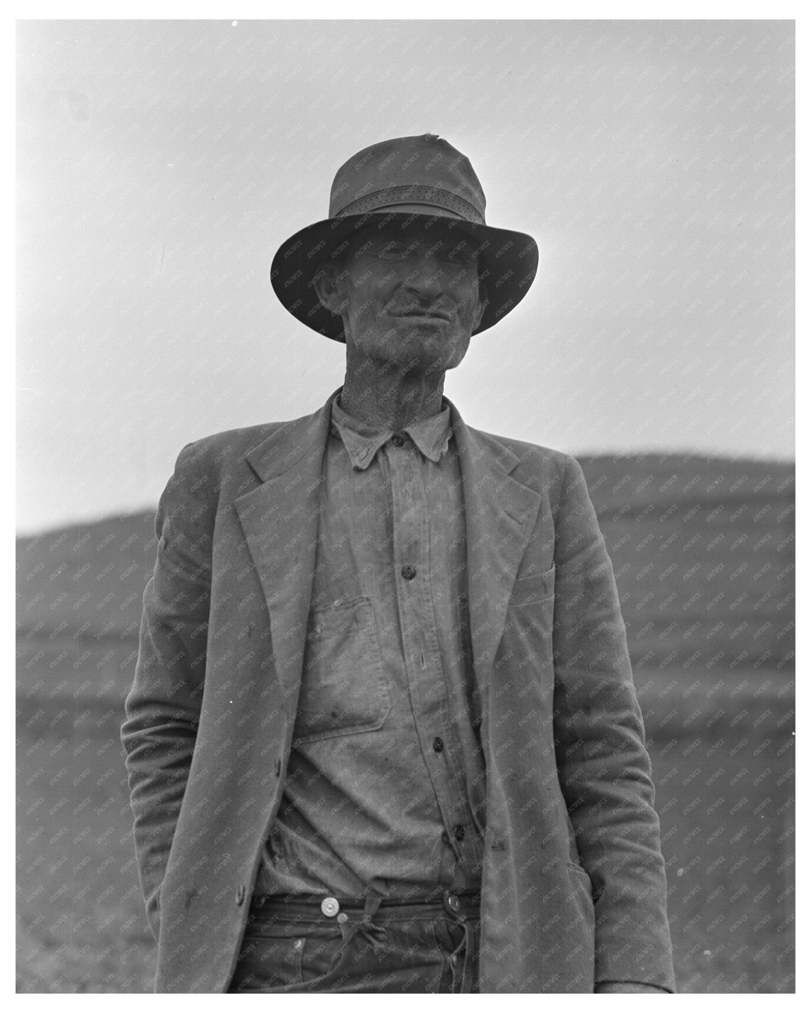 One - Eye Charlie Labor Contractor Pea Fields San Luis Obispo County 1936 - Available at KNOWOL