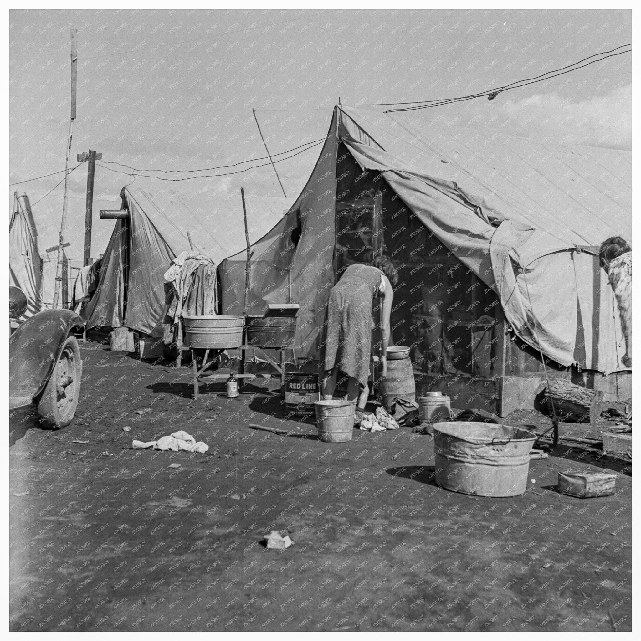 Orange Pickers Camp Tulare County California 1938 - Available at KNOWOL