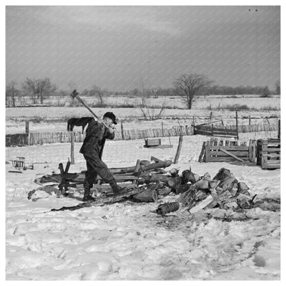 Oscar Gaither Chopping Wood McLeansboro Illinois 1937 - Available at KNOWOL