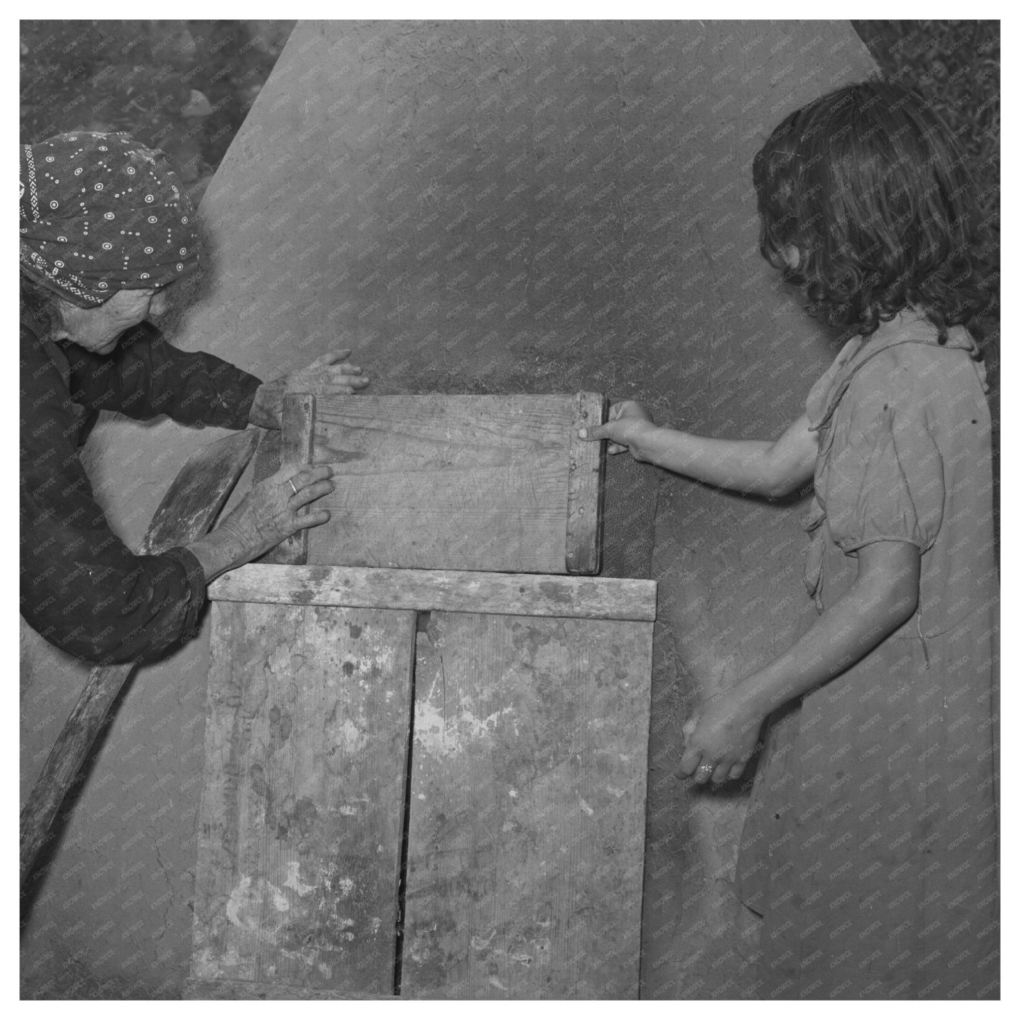 Outdoor Earthen Oven in Taos New Mexico 1939 - Available at KNOWOL