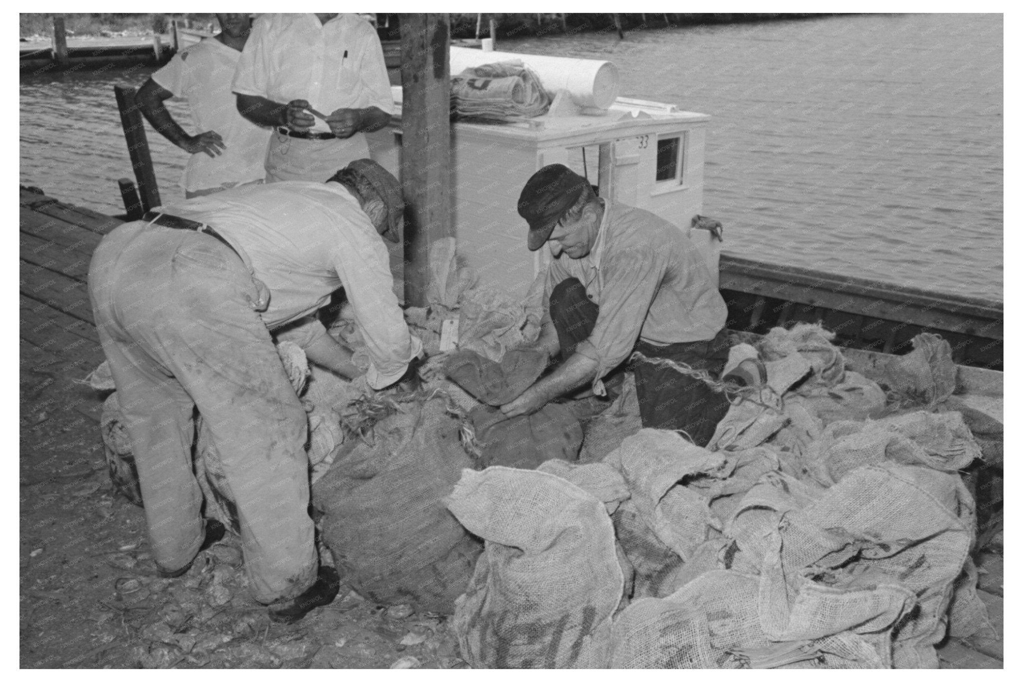 Oyster Harvesting Workers in Olga Louisiana 1938 - Available at KNOWOL