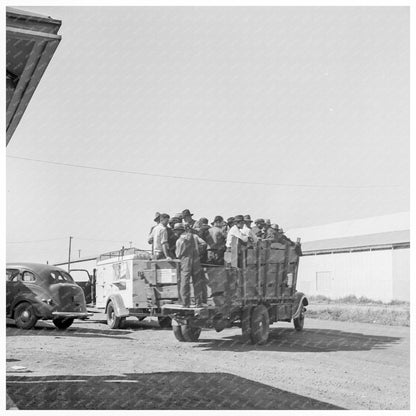 Pea Pickers Gather Around Truck Near Westley California 1939 - Available at KNOWOL