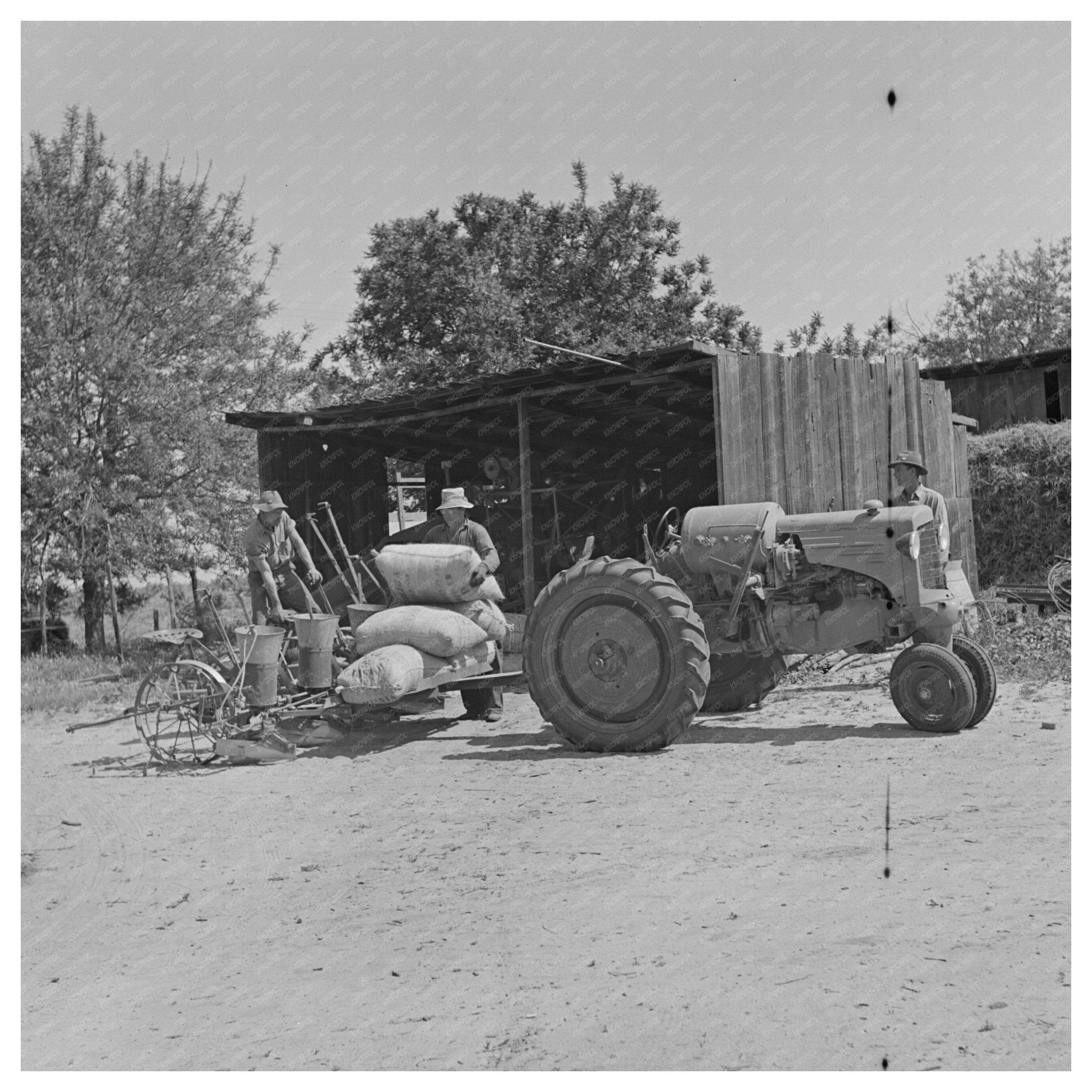 Peanut Sacks on Planter in Merced County 1942 - Available at KNOWOL