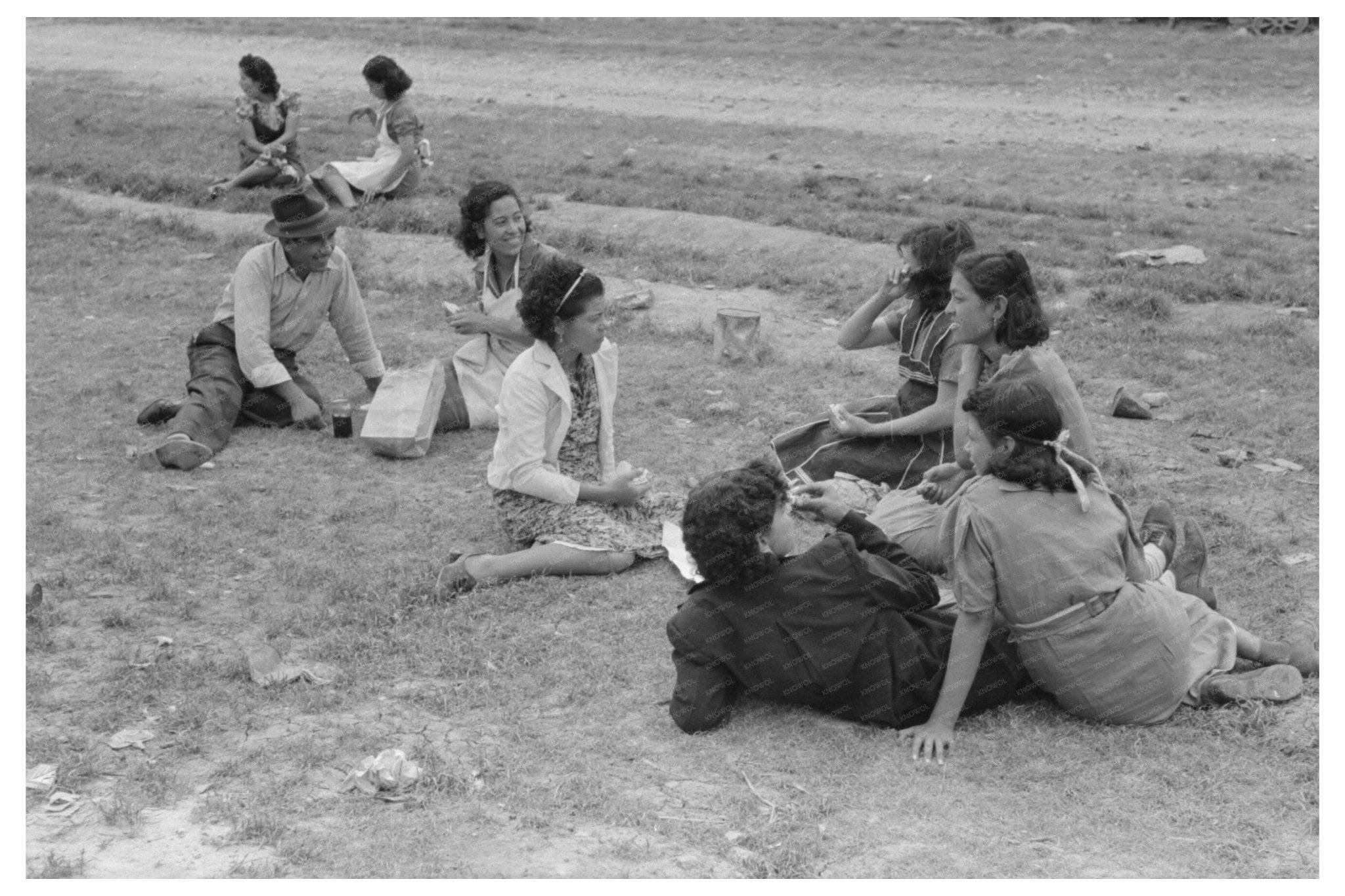 Pecan Shelling Workers on Lunch Break San Antonio 1939 - Available at KNOWOL