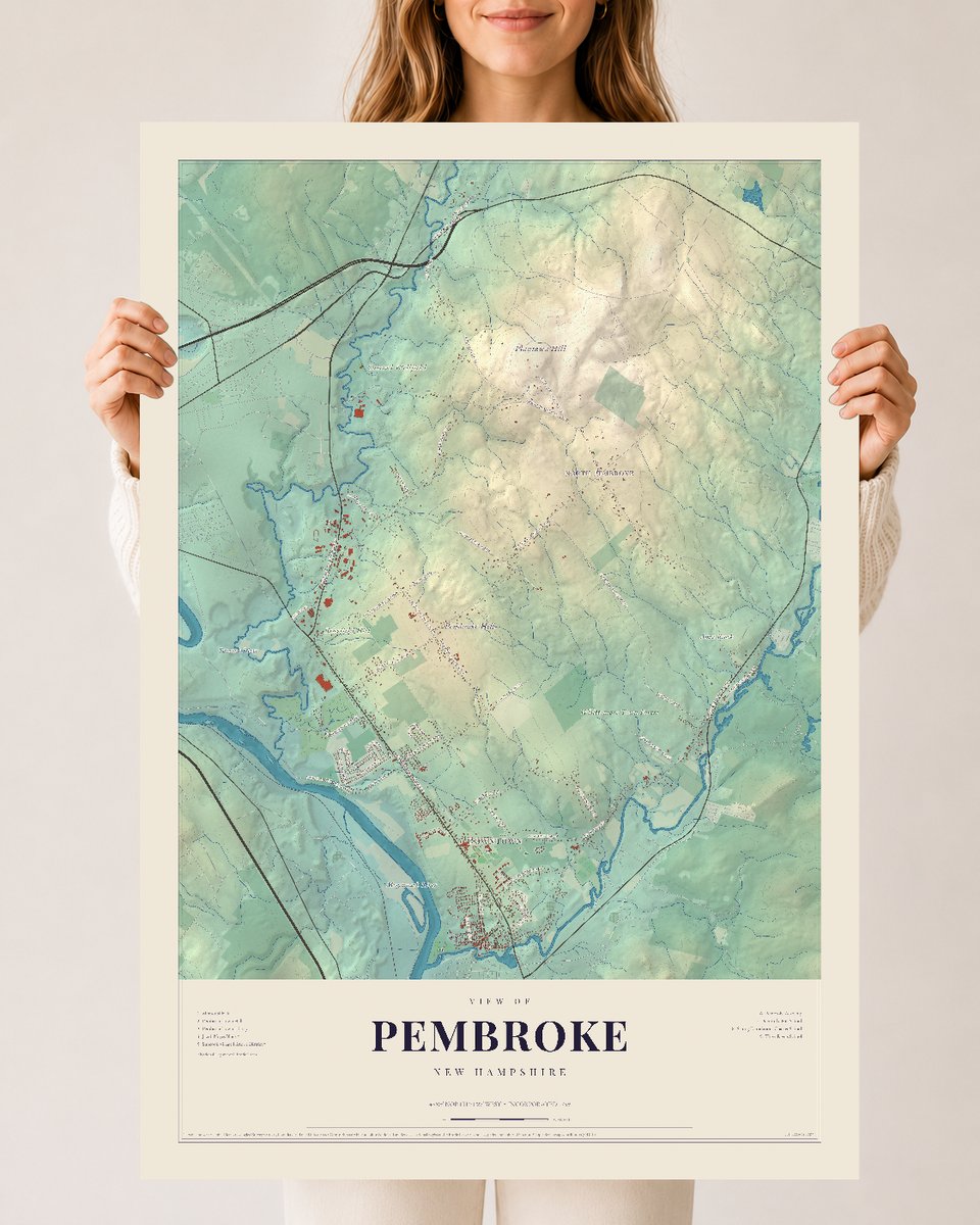 Pembroke, New Hampshire map print, 24 x 36 archival matte print