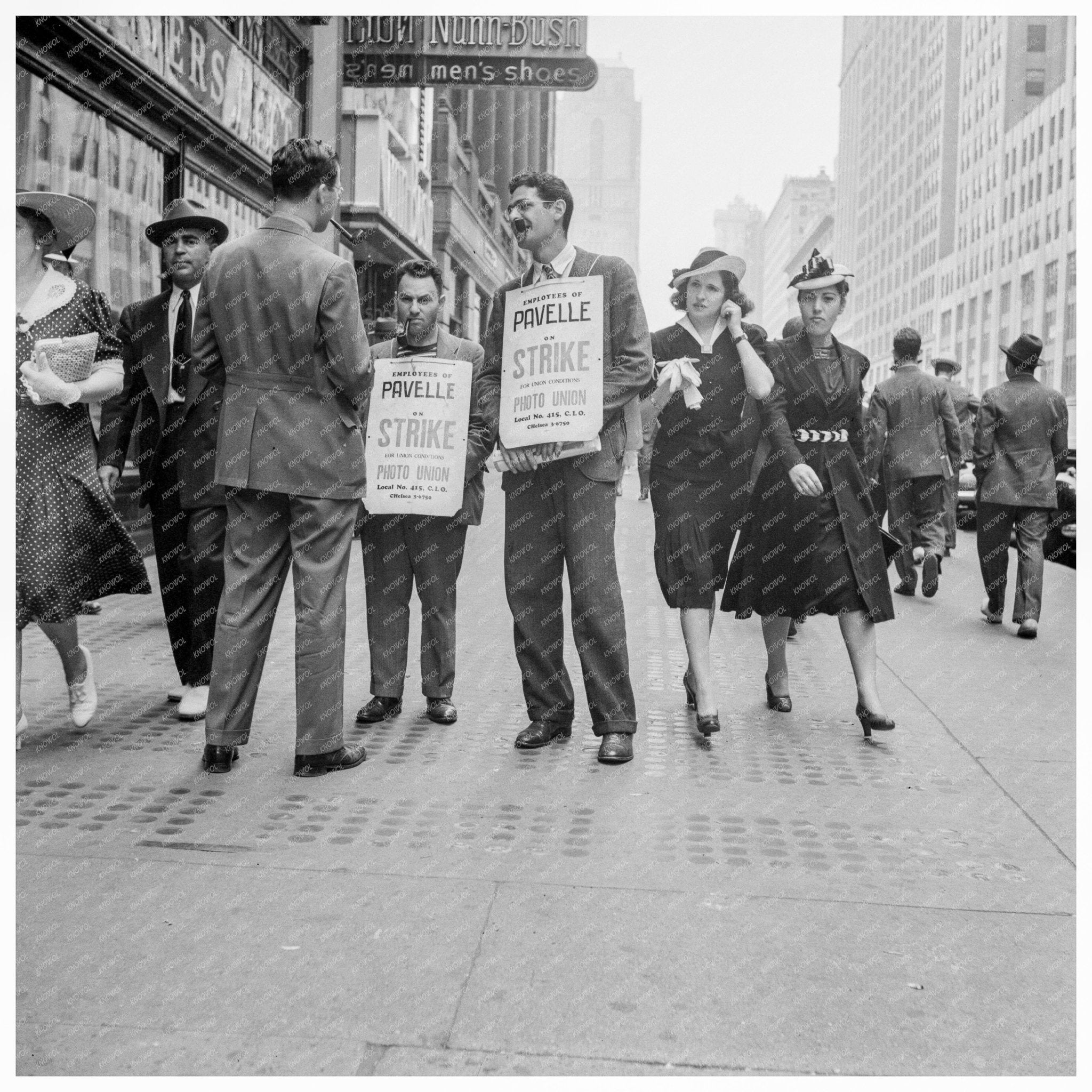 Picket Line on 42nd Street New York July 1939 - Available at KNOWOL