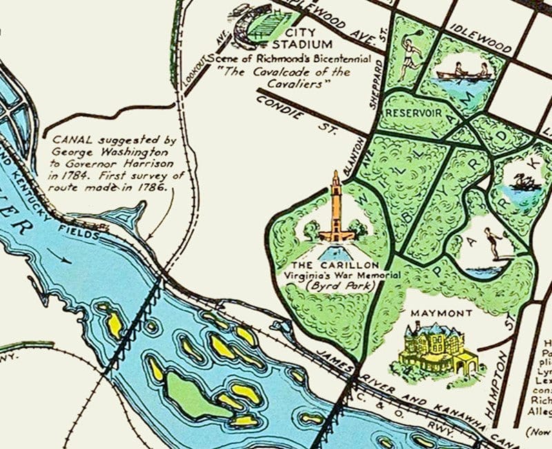 Pictorial Map of Richmond, Virginia 1937 Limited Edition - Available at KNOWOL