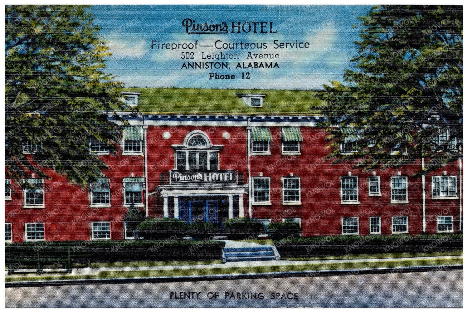 Pinsons Hotel Postcard 1930 - 1945 Pinson Alabama History - Available at KNOWOL